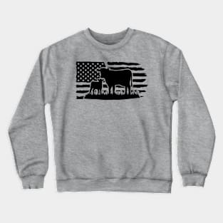 USA Cow Farm Shirt Farmer American Flag Shirt For 4thJuly Patriotic Crewneck Sweatshirt